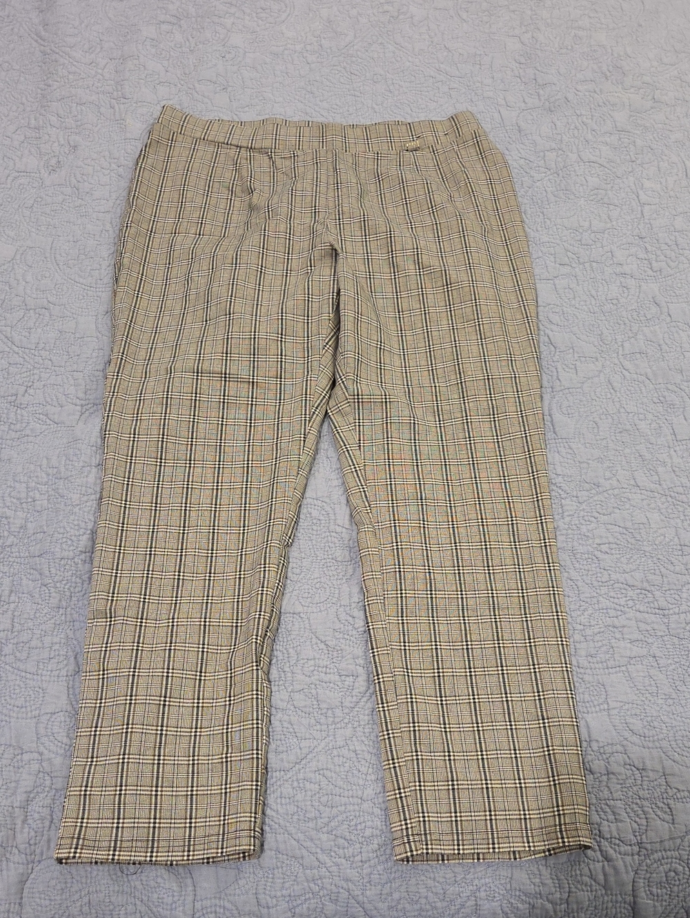 DKNY Beige Plaid Ankle Pants